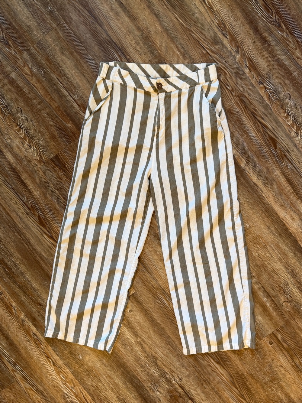 RVCA White and Brown Striped Kids Pants